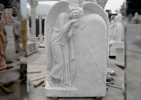 Hand carved Beloved Angel Marble Headstone